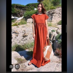 Free People Carissa Maxi Tee Dress in Burnt Orange